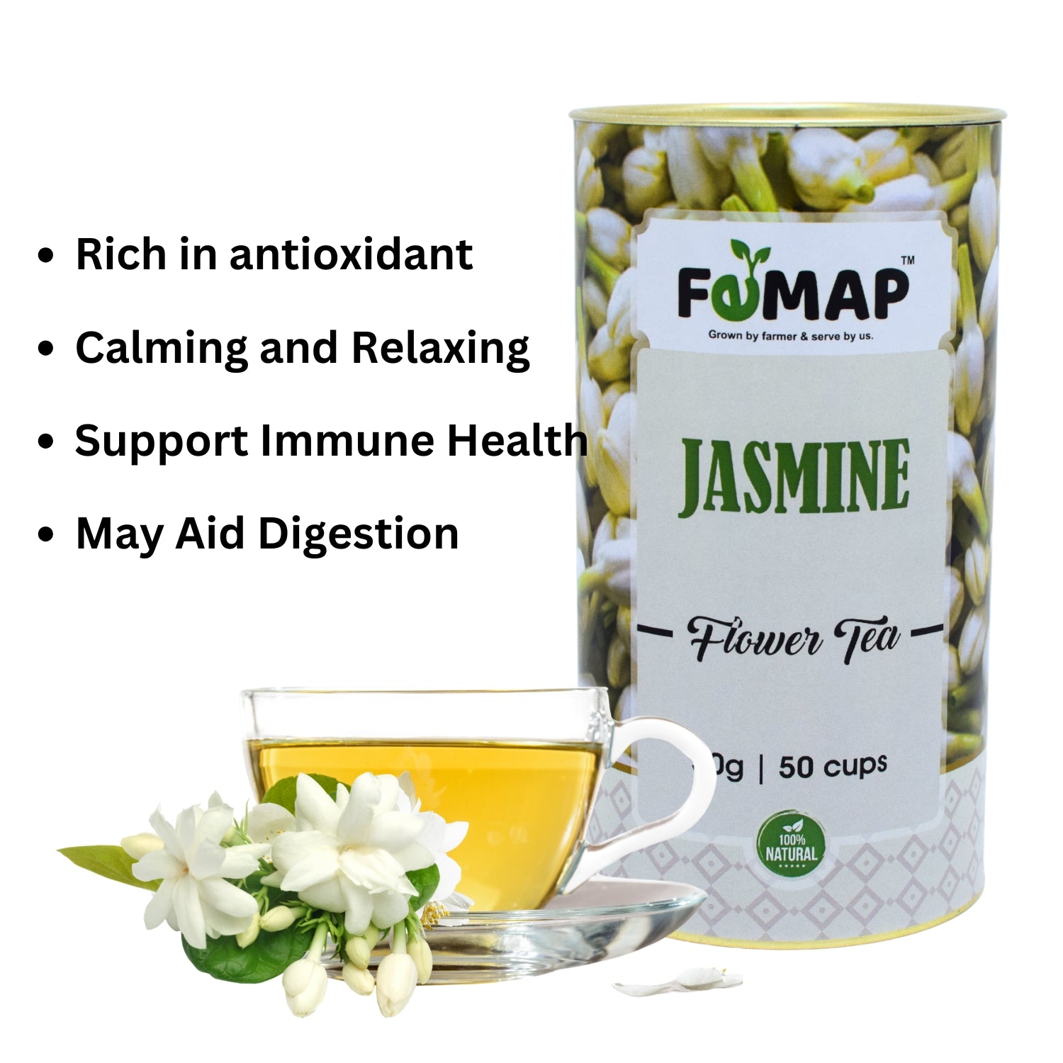 FEMAP Jasmine Flower Tea – Rich in antioxidants, calming, supports immunity, aids digestion