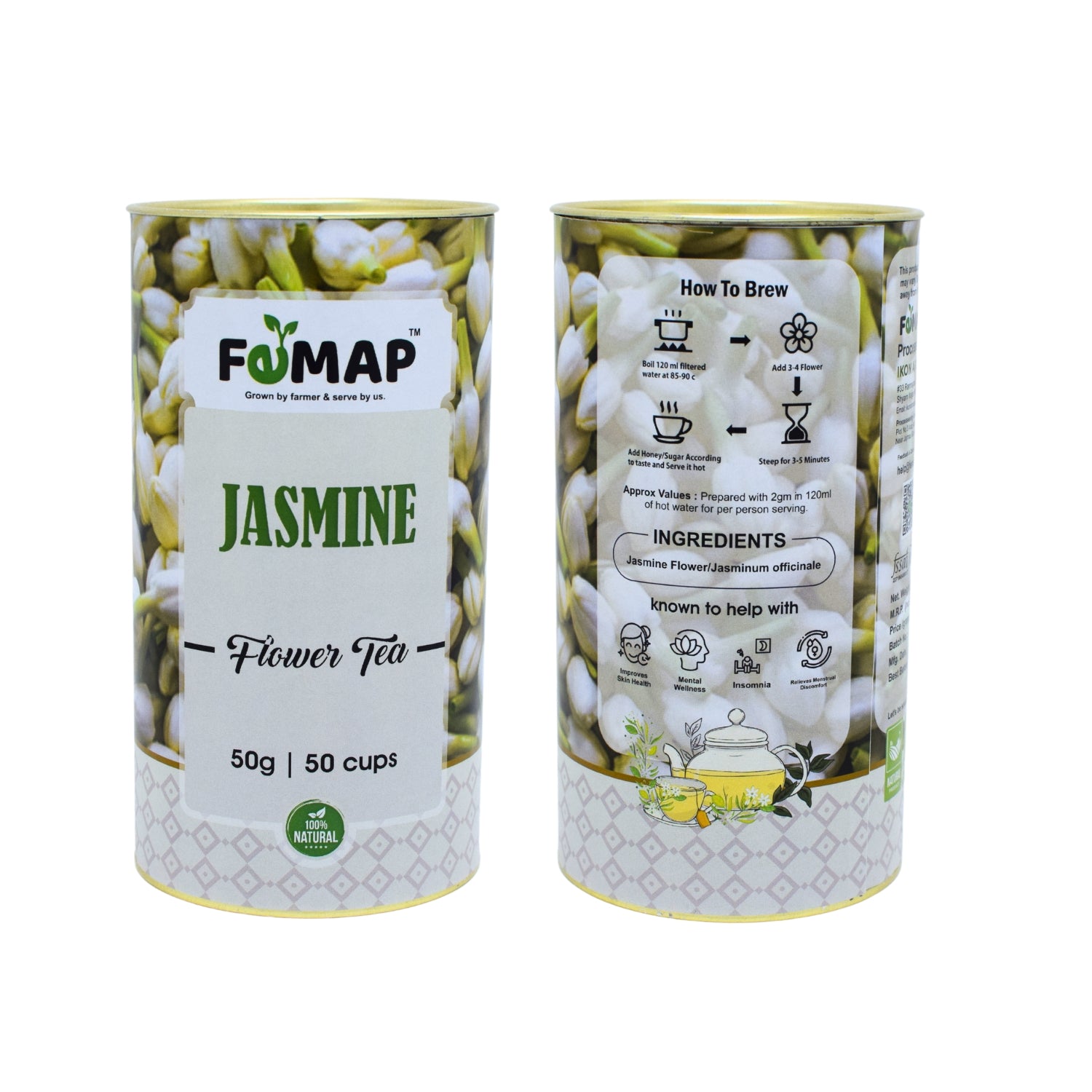 Jasmine Flower Tea ingredients and brewing method – 100% Jasmine Flower (Jasminum officinale)