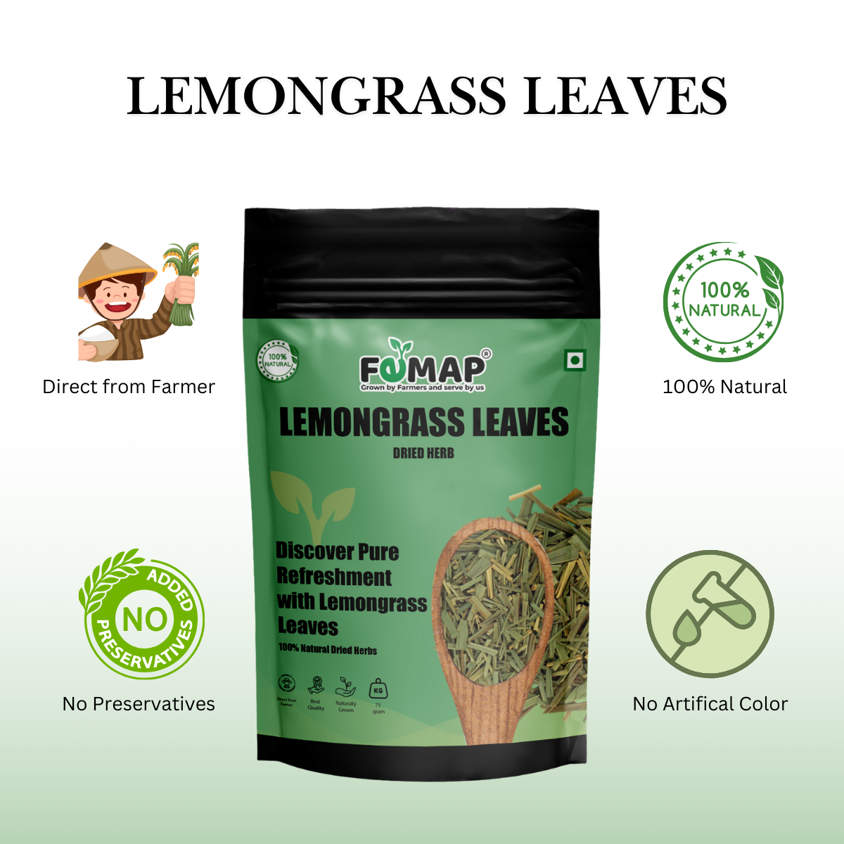 Lemongrass Leaves – Dried Herbal Lemongrass 75 g | Pure & Natural