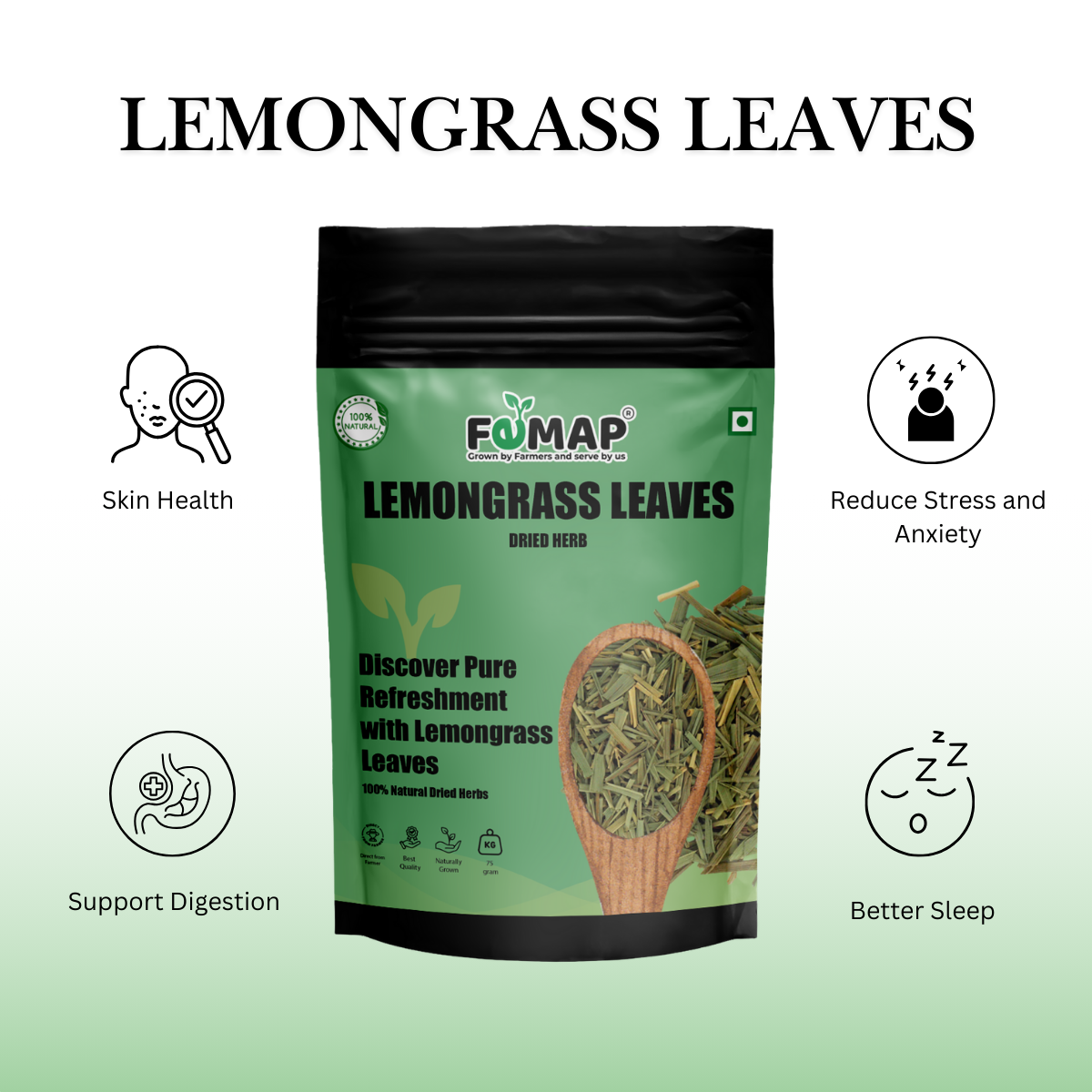 Lemongrass Leaves – Dried Herbal Lemongrass 75 g | Pure & Natural