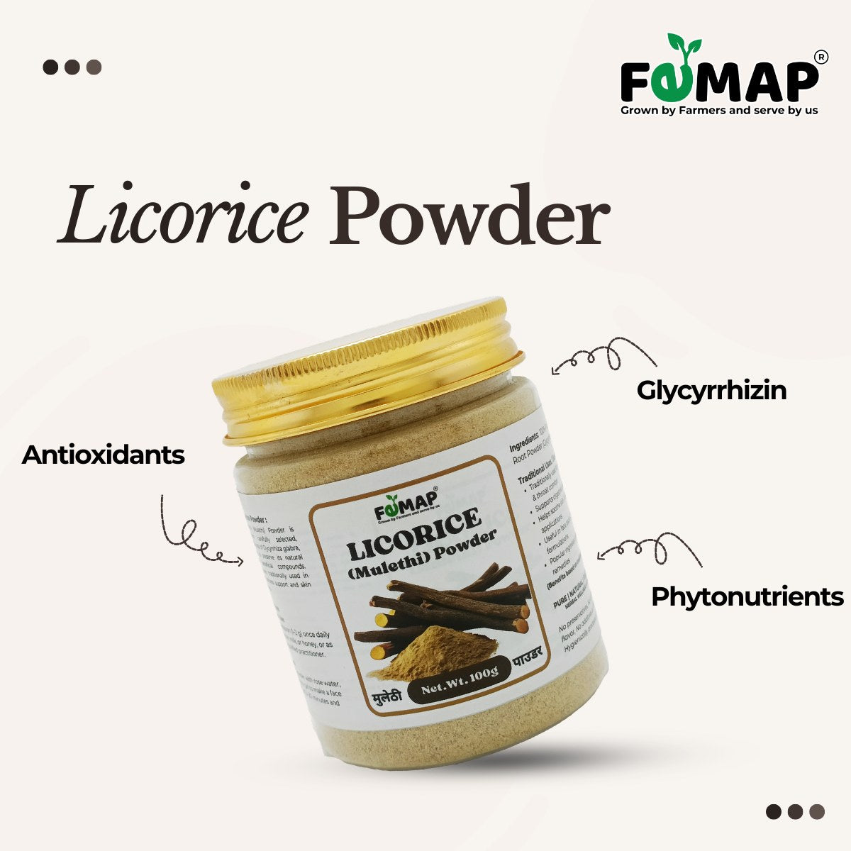 Premium Licorice Powder (Mulethi Powder) 100% Natural | Glycyrrhiza Glabra Root Powder | Herbal Support for Throat & Digestion | No Additives | FEMAP