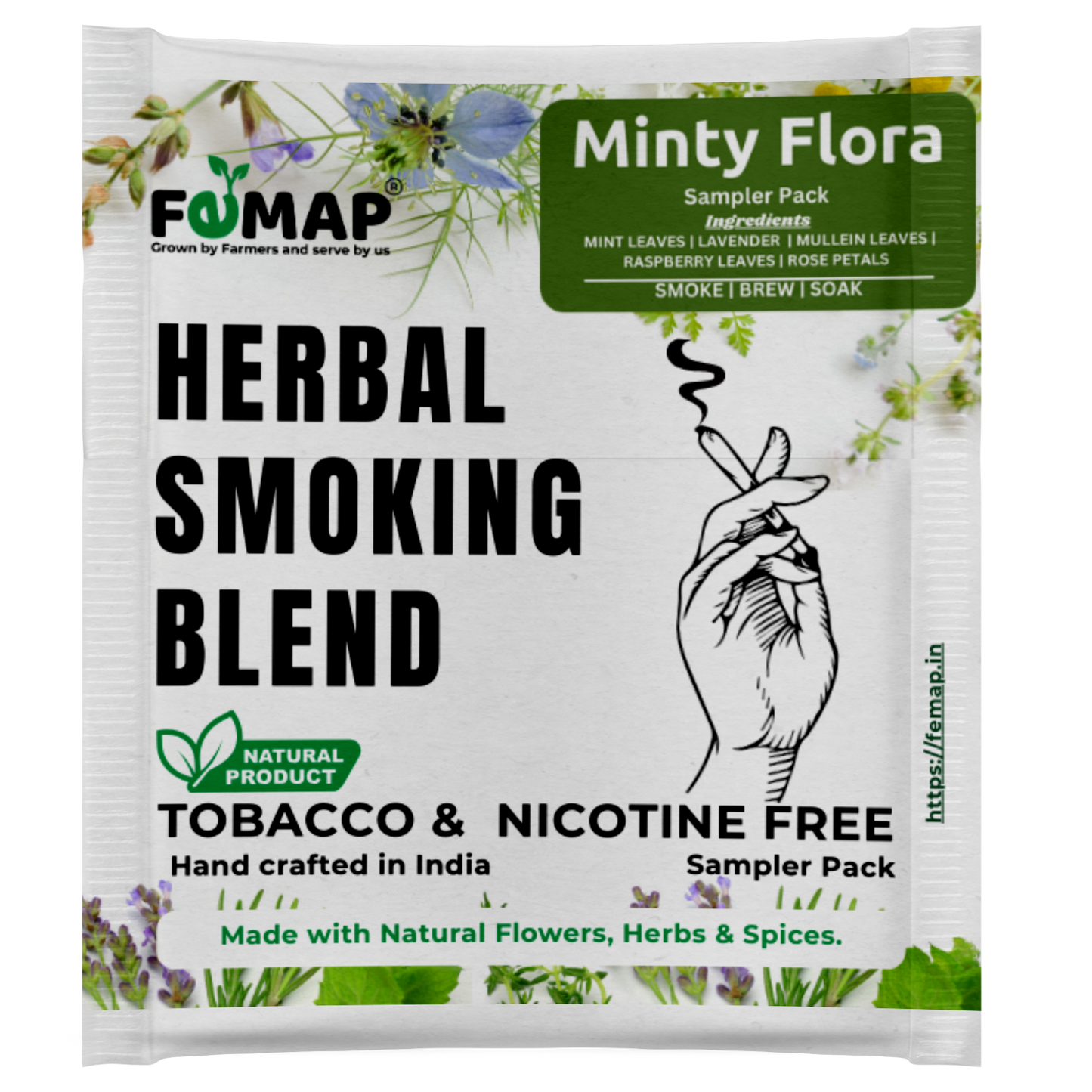 Femap Herbal Smoking Blend | Sampler Pack of 4 Herbal Smoking Blends | Minty Flora | Himayan Herby Clove | Herbo Clove
