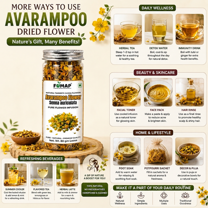 Avarampoo Dried Flowers – Herbal Tea Infusion, 80g | Cassia Auriculata