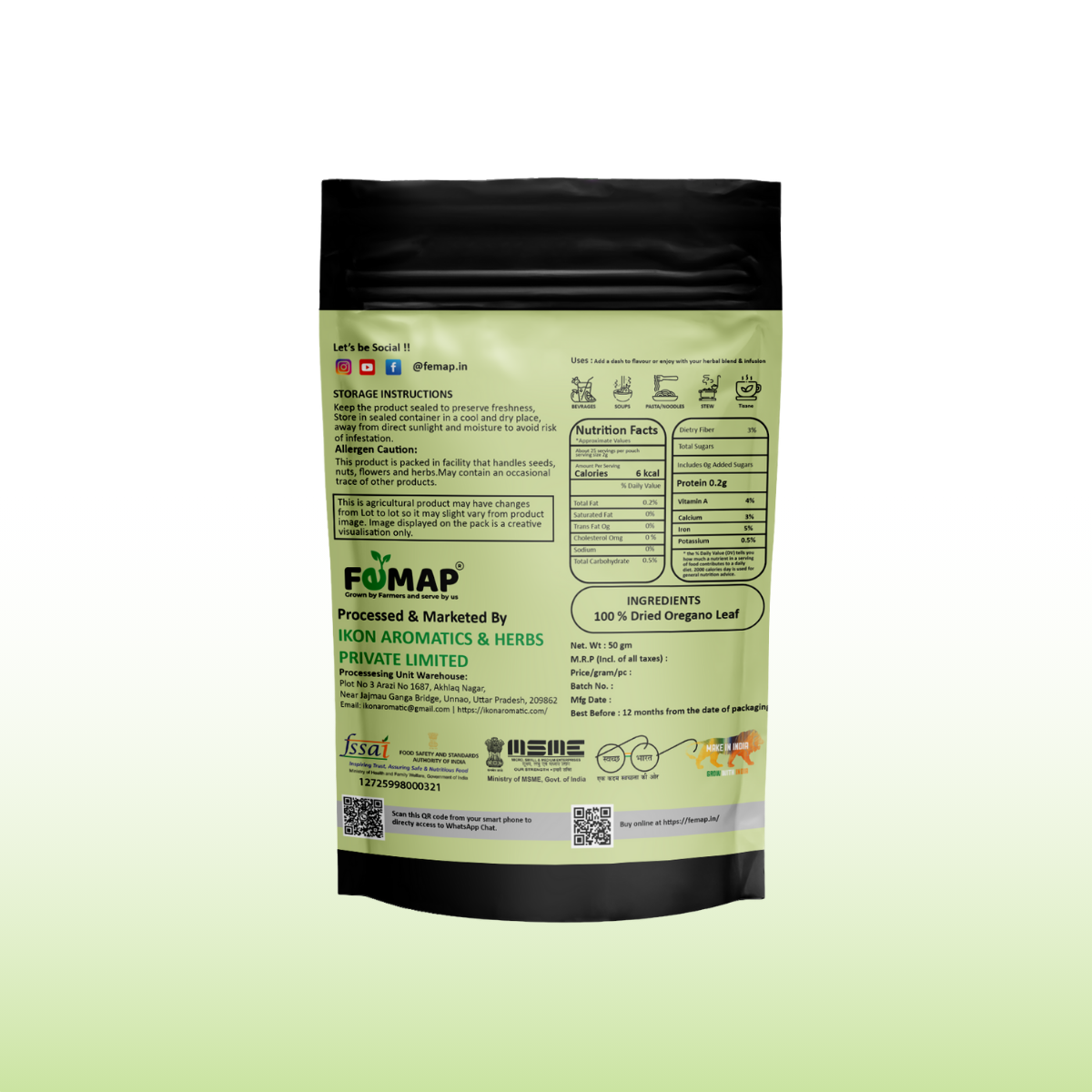 Dried Oregano Leaf (Origanum vulgare) – Natural Herbal Leaves 150gm