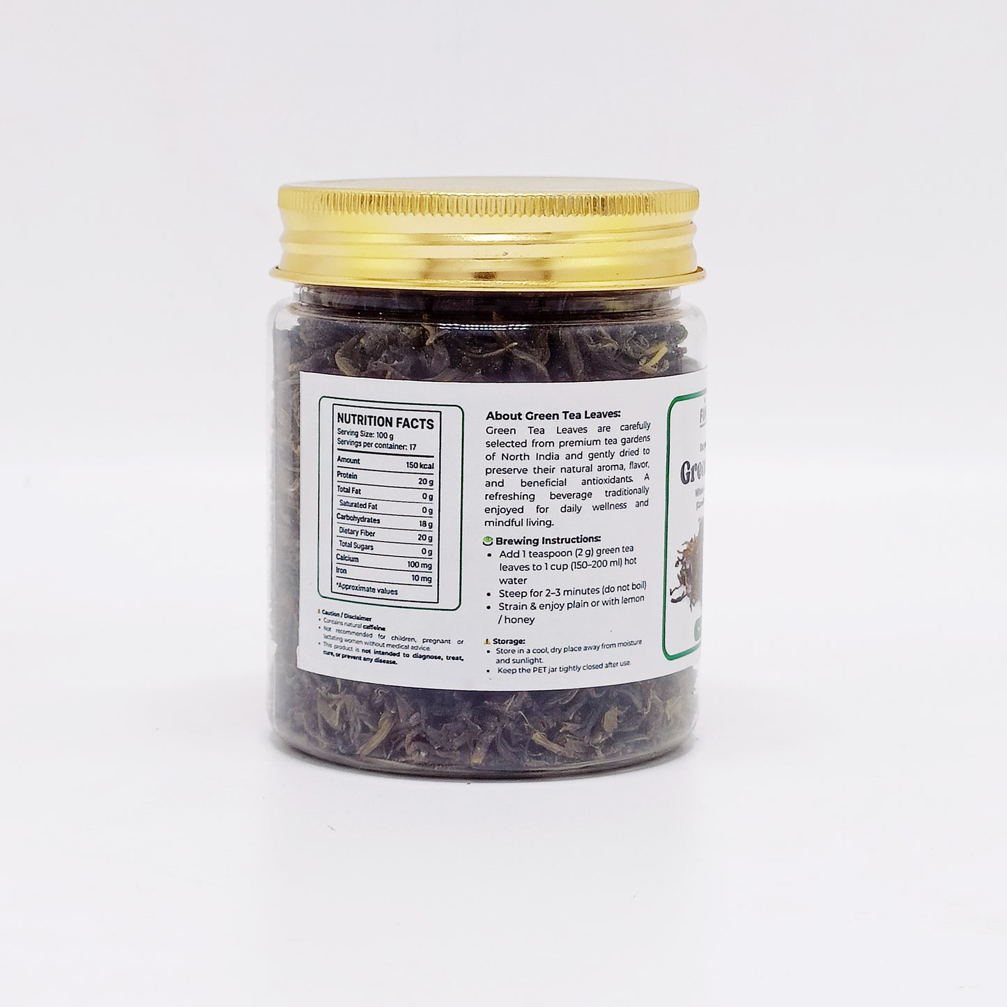 Premium Green Tea Leaves 100% Natural | Loose Leaf Green Tea | Rich in Antioxidants | Refreshing Herbal Beverage | No Additives | FEMAP