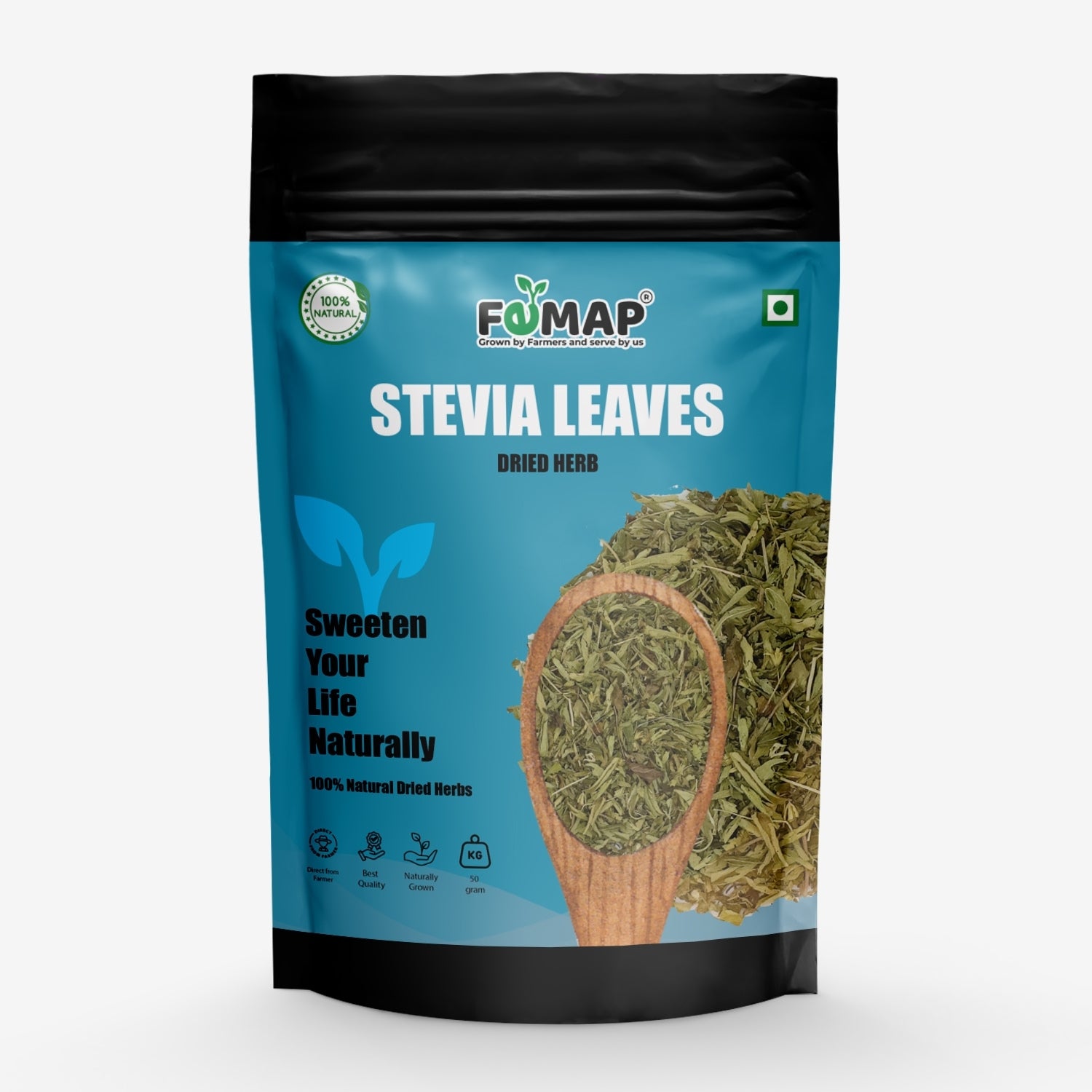 Package of FEMAP Stevia Leaves on a white background