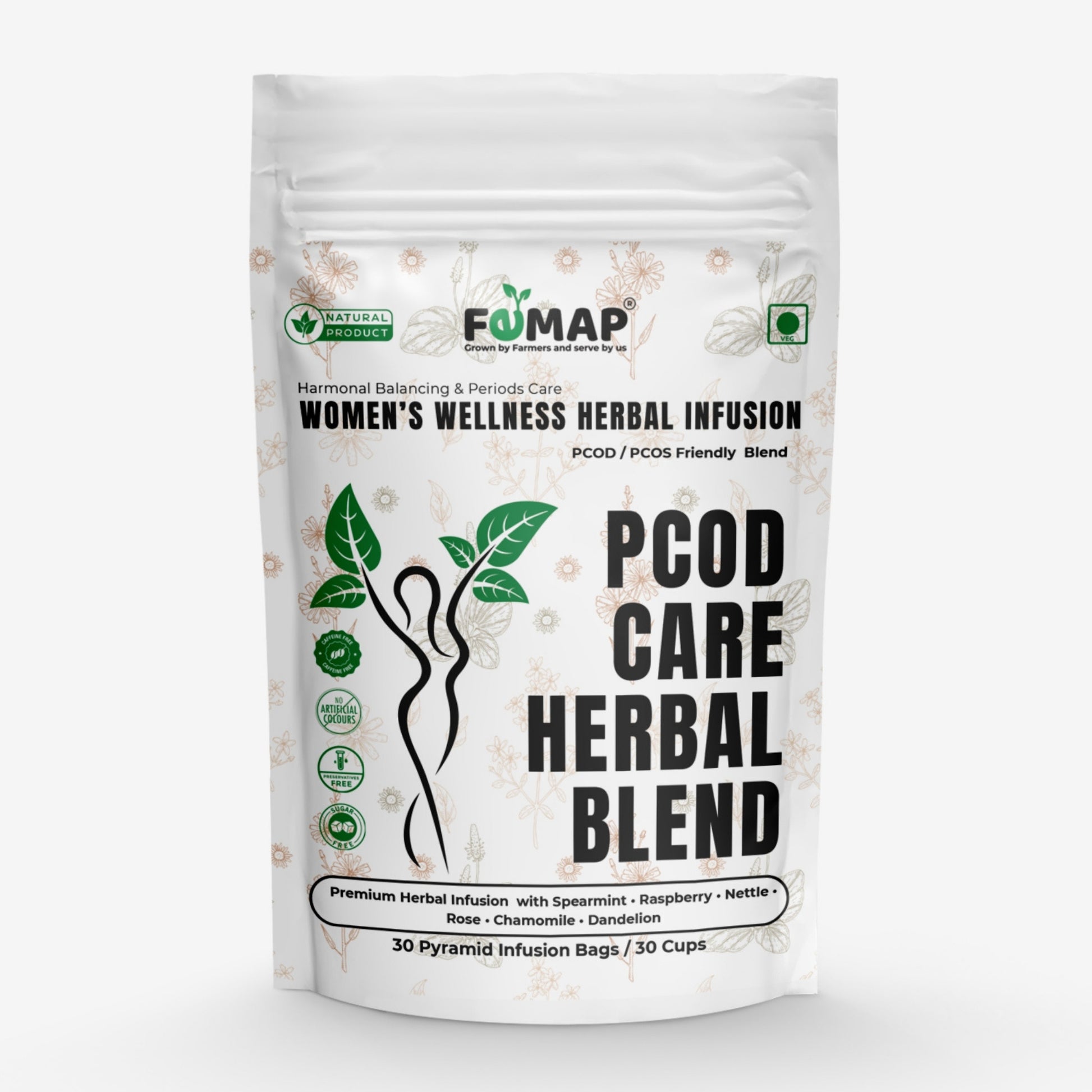 FEMAP PCOD Care Herbal Blend packaging on a white background