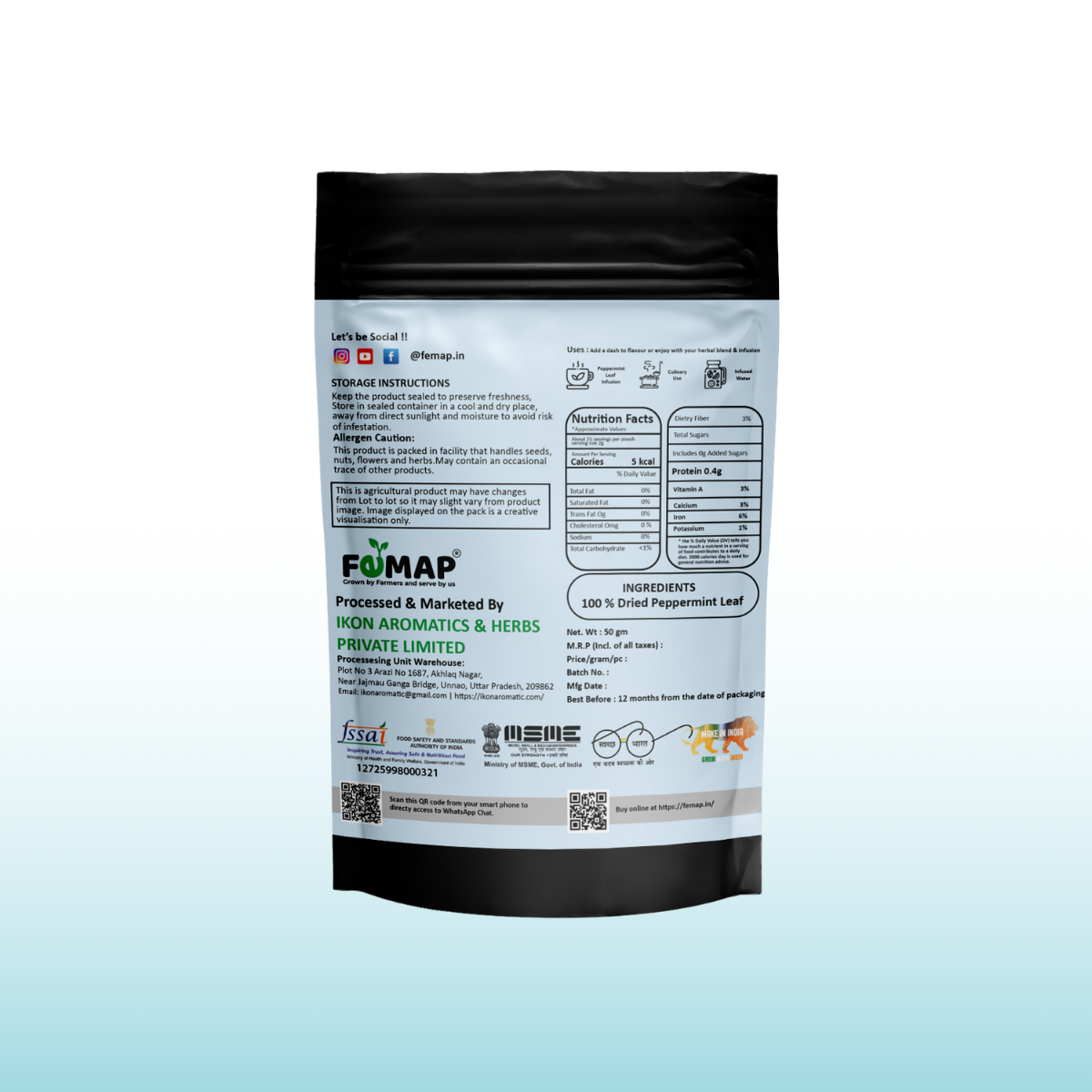 Dried Peppermint Leaf (Mentha piperita) – Natural Herbal Leaves 50gm