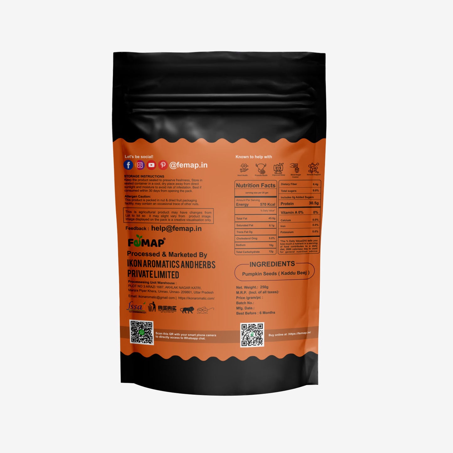 Femap Raw Pumpkin Seeds|Raw Pumpkin Seed for Eating|Immunity Booster