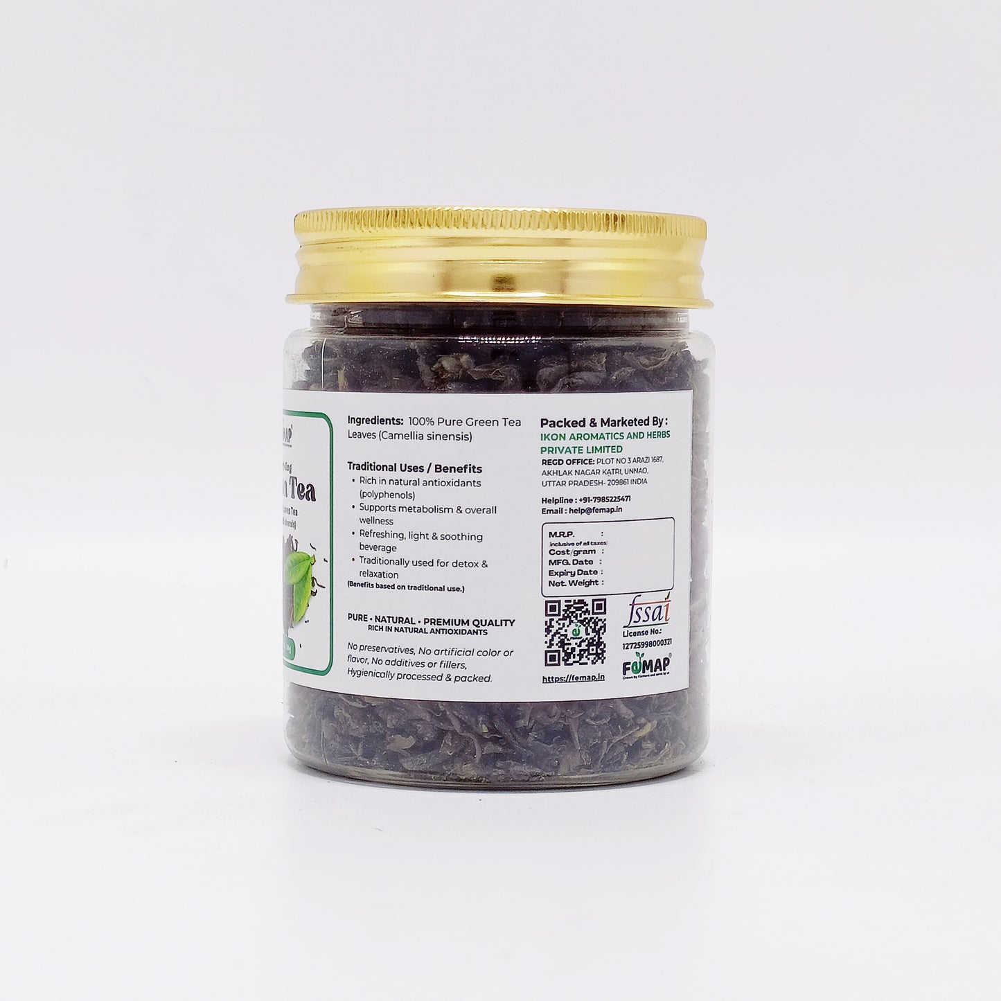 Premium Green Tea Leaves 100% Natural | Loose Leaf Green Tea | Rich in Antioxidants | Refreshing Herbal Beverage | No Additives | FEMAP