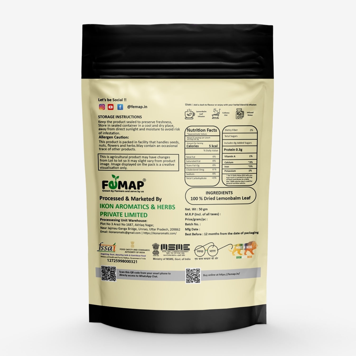 FEMAP product packaging with nutritional information and branding on a white background