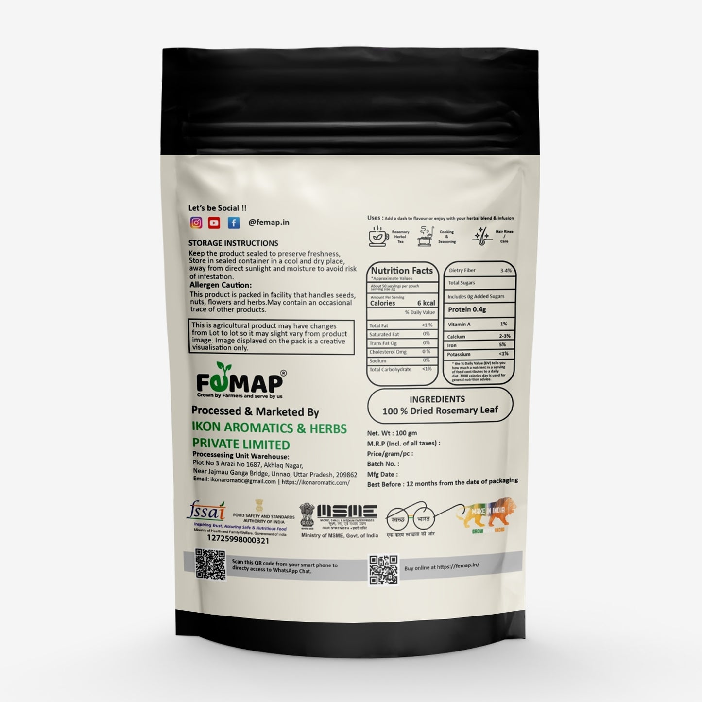 FEMAP product packaging with nutritional information and branding on a white background