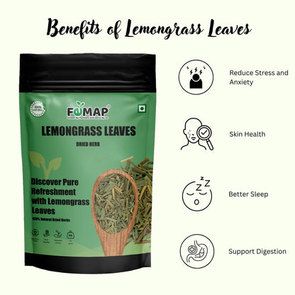 FEMAP Lemongrass Leaves packaging with benefits listed on a white background