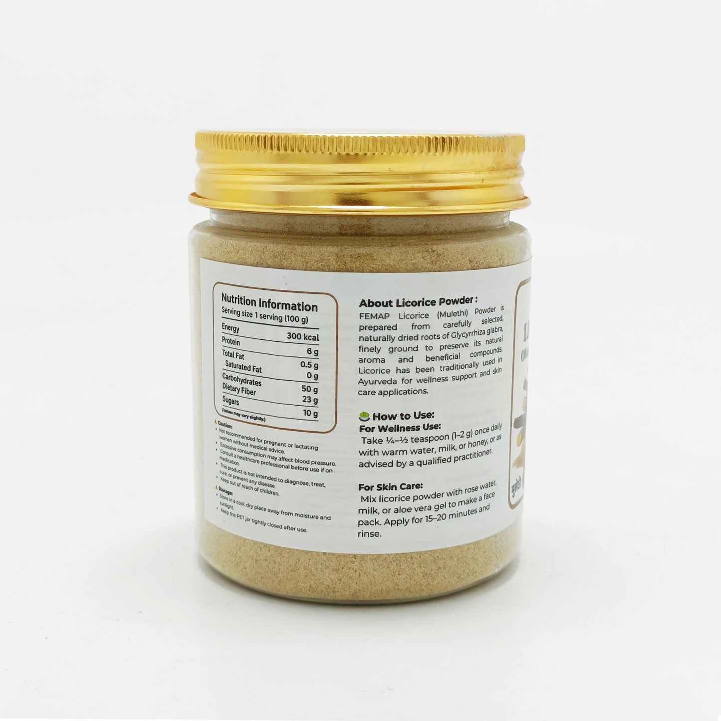 Premium Licorice Powder (Mulethi Powder) 100% Natural | Glycyrrhiza Glabra Root Powder | Herbal Support for Throat & Digestion | No Additives | FEMAP