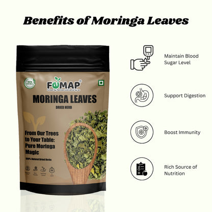 Package of FEMAP Moringa Leaves with benefits listed on a white background