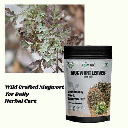 FEMAP mugwort leaves packaging with mugwort plant on a white background