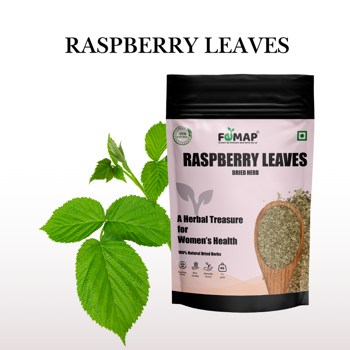 Dried Raspberry Leaves (Rubus idaeus) – 75 g | 100% Pure Herbal Leaves
