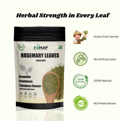 FEMAP rosemary leaves packaging with branding and product details on a white background