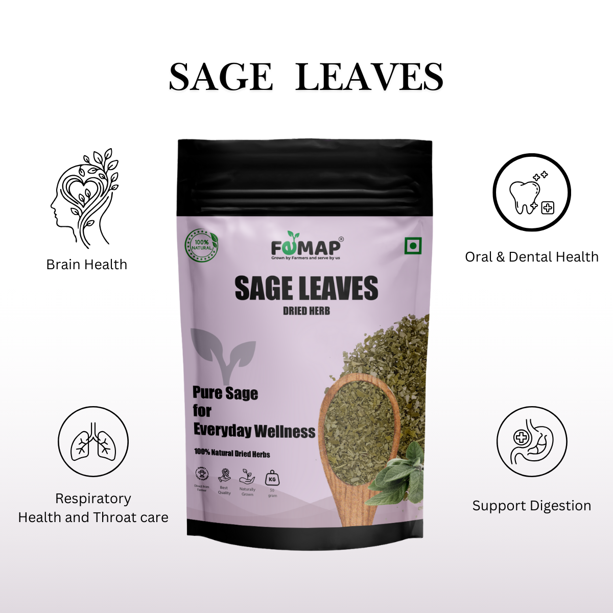 Dried Sage Leaf (Salvia officinalis) – Natural Herbal Leaves 50gm