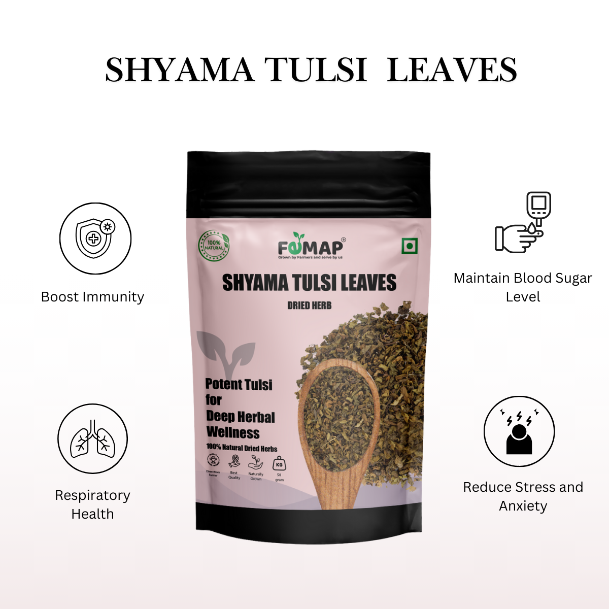 Dried Krishna/ Shyma Tulsi Leaf (Ocimum tenuiflorum) – Natural Herbal Leaves 50gm