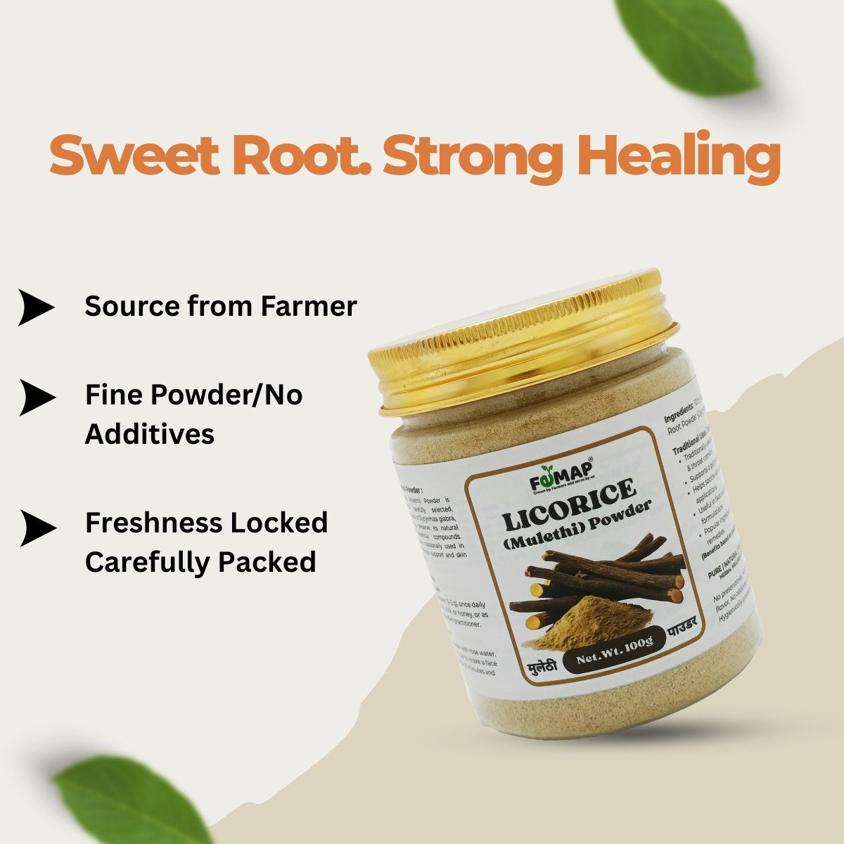 Premium Licorice Powder (Mulethi Powder) 100% Natural | Glycyrrhiza Glabra Root Powder | Herbal Support for Throat & Digestion | No Additives | FEMAP