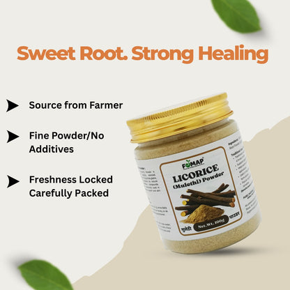 Premium Licorice Powder (Mulethi Powder) 100% Natural | Glycyrrhiza Glabra Root Powder | Herbal Support for Throat & Digestion | No Additives | FEMAP