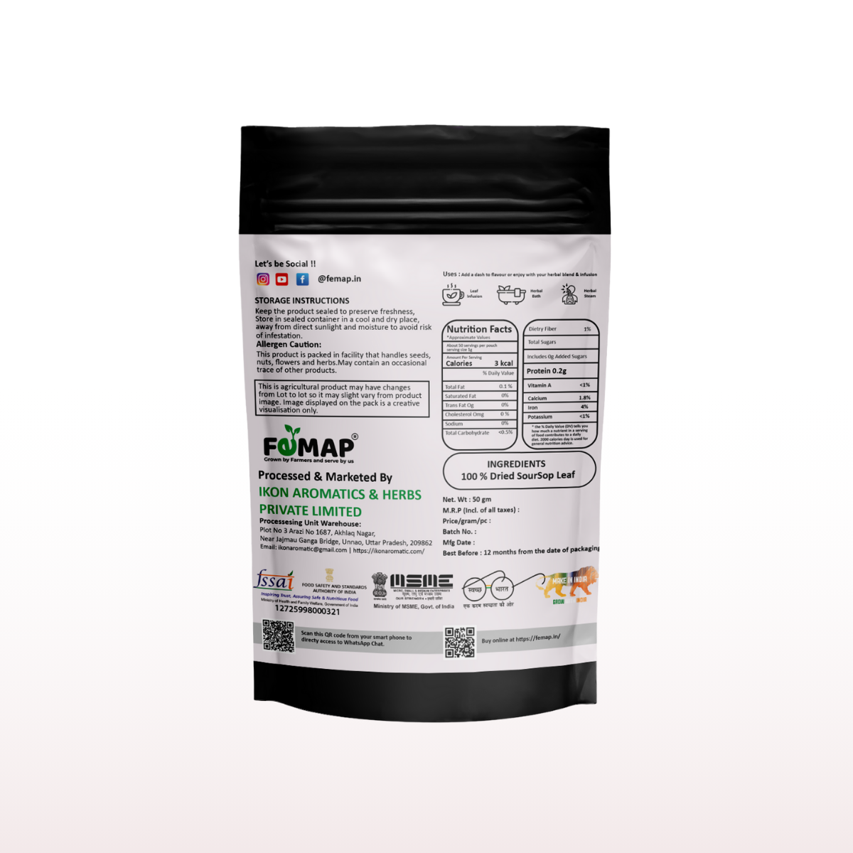 Dried Soursop Leaf (Annona muricata) – Natural Herbal Leaves 50gm