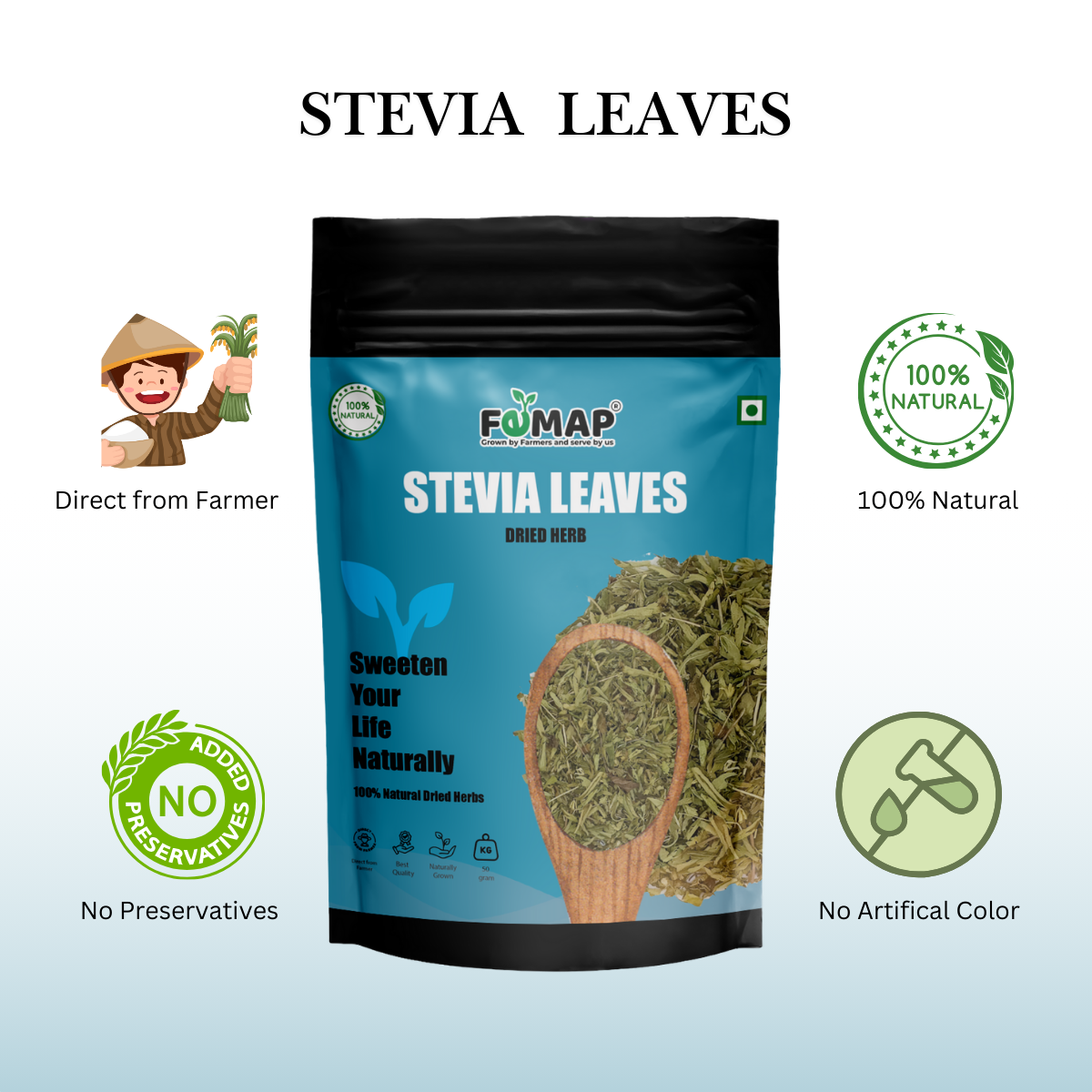 Dried Stevia Leaves – 50 g | Pure Natural Herbal Leaves