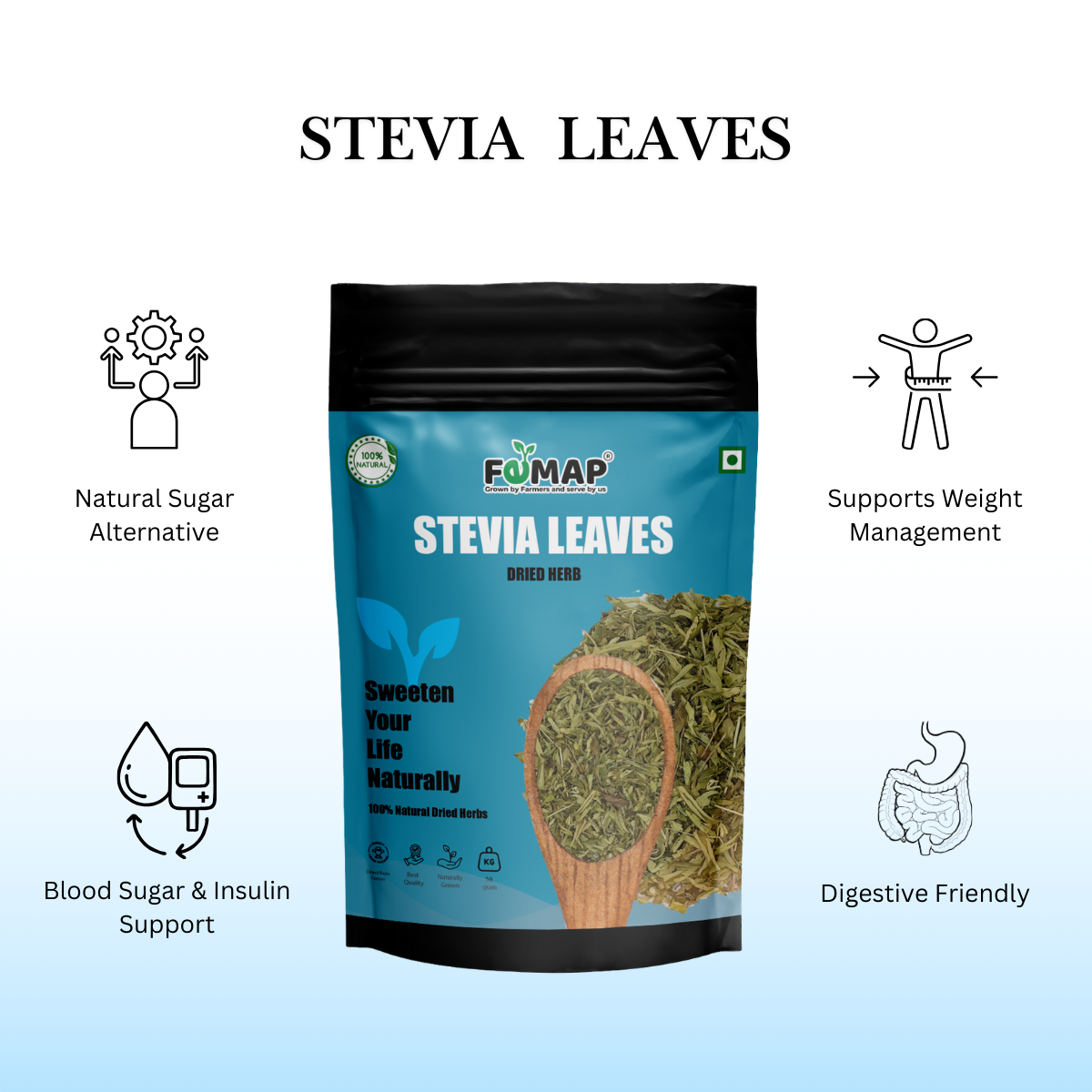 Dried Stevia Leaves – 50 g | Pure Natural Herbal Leaves