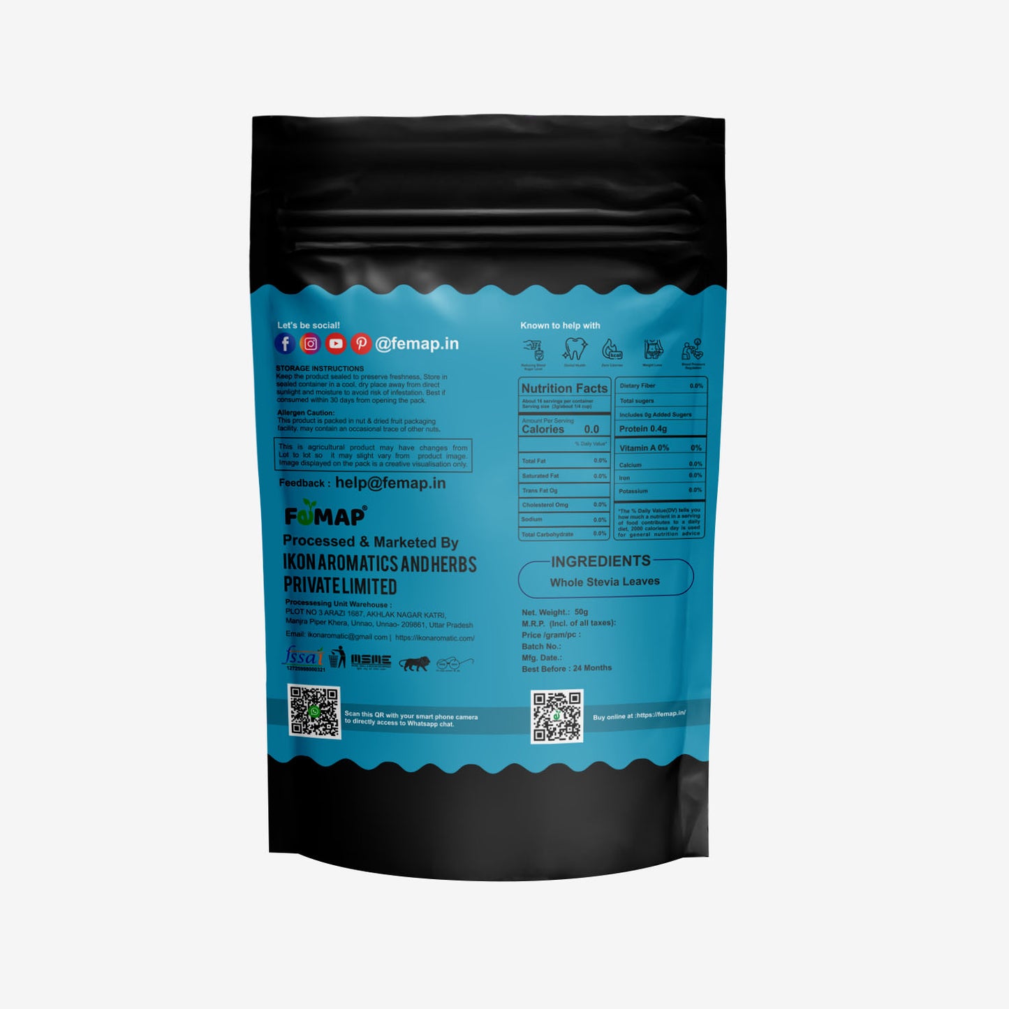 FEMAP Stevia Leaves | Natural Sweetner |  Natural Dried Stevia Leaf | Alternative of Sugar