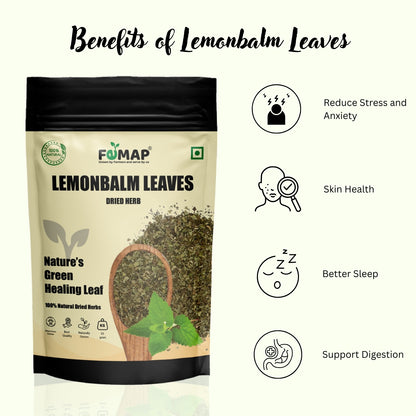 FEMAP lemonbalm leaves packaging with benefits listed on a white background