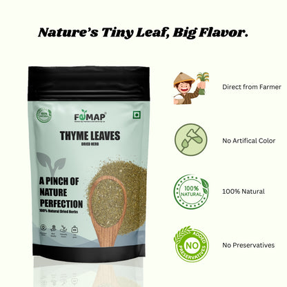 FEMAP thyme leaves packaging with branding and product details on a white background