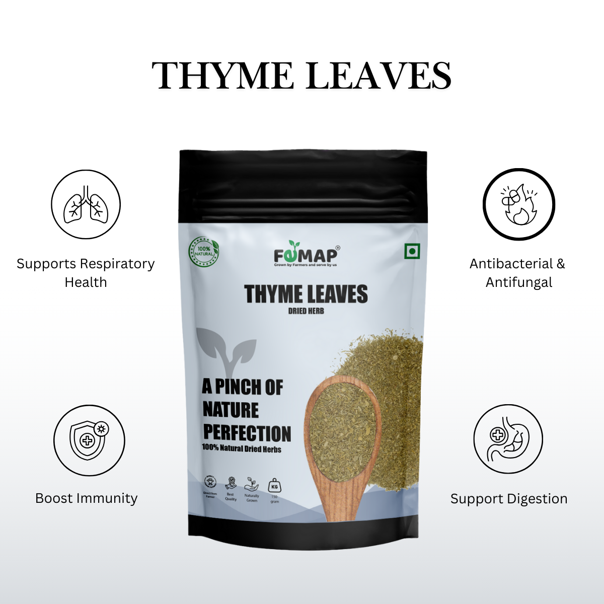 Dried Thyme Leaf (Thymus vulgaris) – Natural Herbal Leaves 150gm